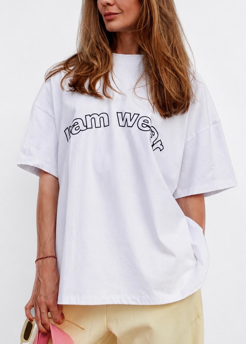 Oversized T-shirt White Logo Black