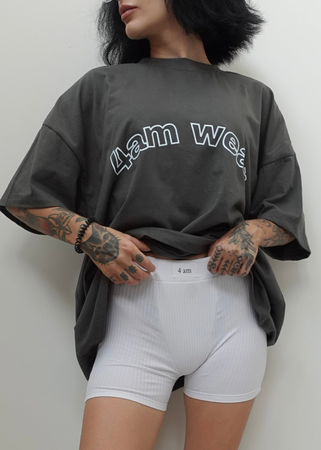 Oversized T-shirt Grey Logo White